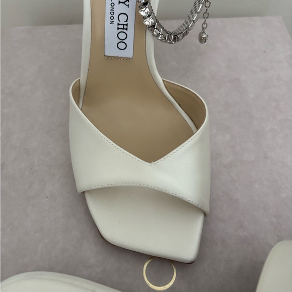 Jimmy Choo Saeda 100 crystal-embellished satin sandals - Picture 6 of 8